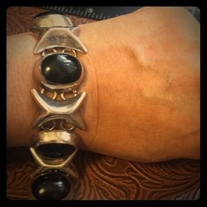 Heavy sterling onyx bracelet